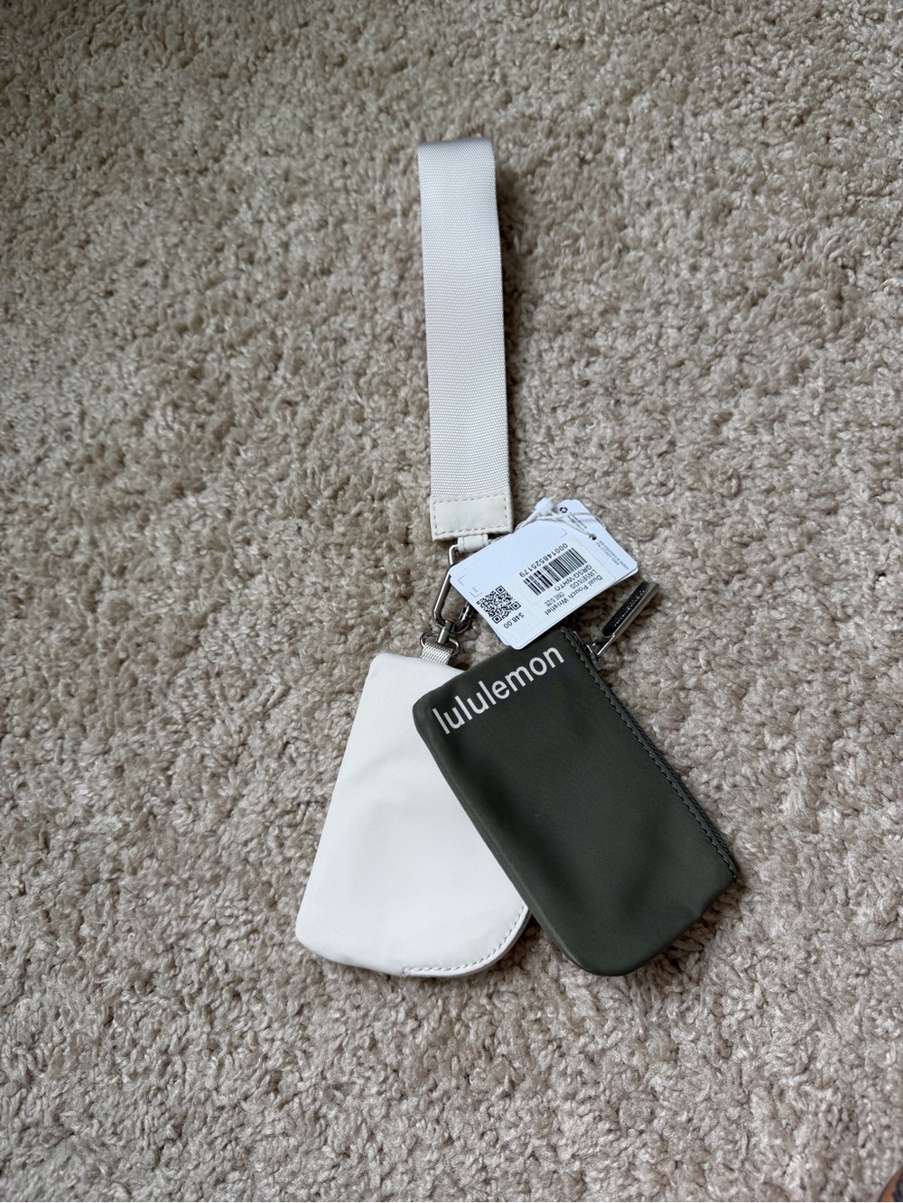 lululemon Dual Pouch Wristlet - Grey Sage/White Opal
